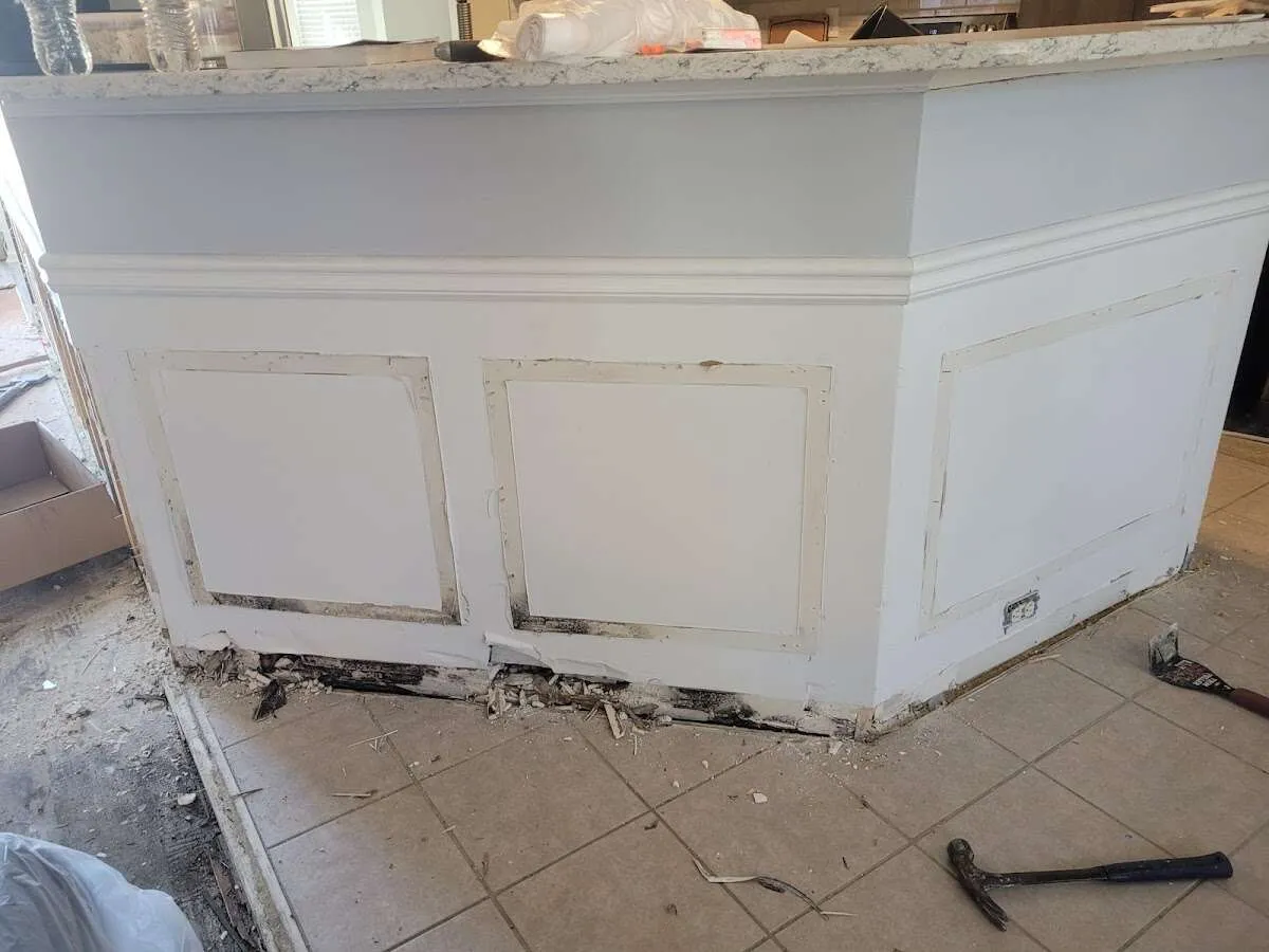 Water damage and mold on kitchen during Storm Damage Restoration in Vadnais Heights